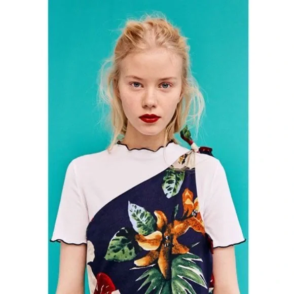 Zara Tropical Floral Side Tie One Shoulder Dress - Picture 6 of 10